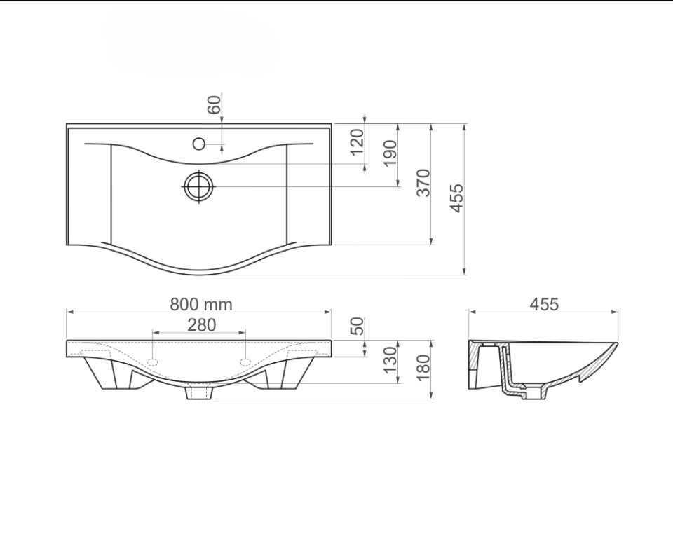 Nova 80 cm Banyo Dolabı Takımı, Beyaz Renkli, Oval Seramik Lavabolu, Tamamı MDF