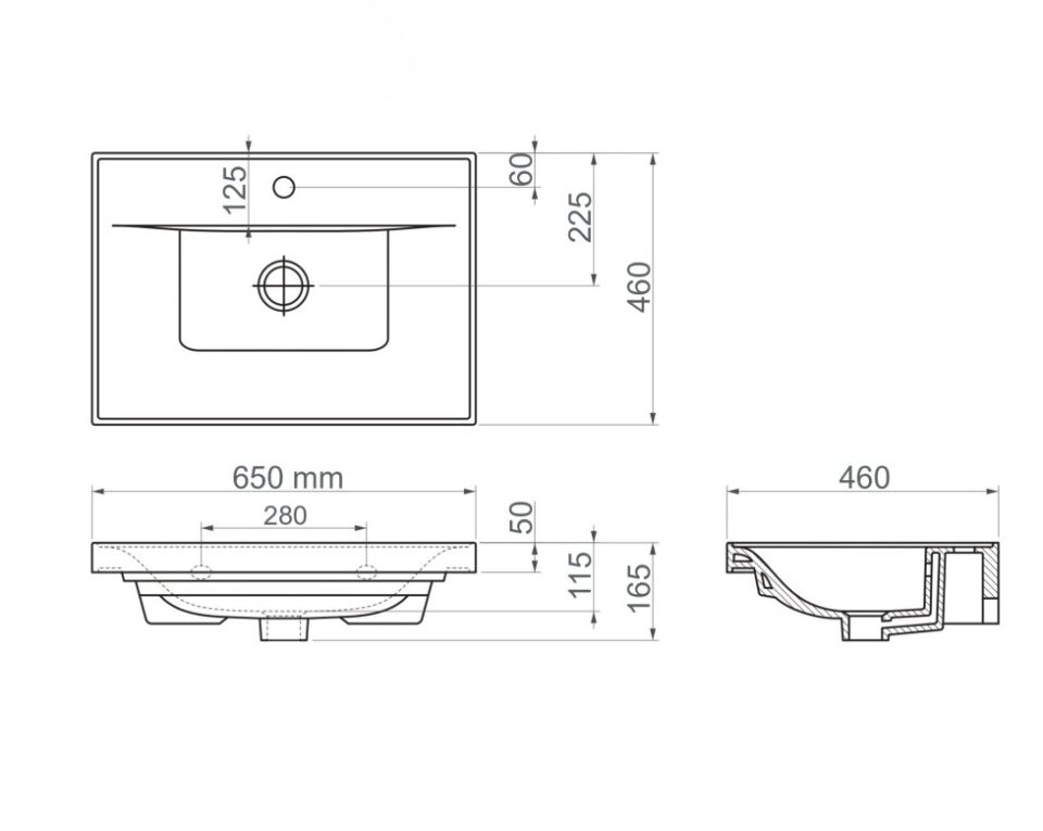 Legna 65 cm Banyo Dolabı Seti, Antrasit - Ahşap Renkli, Seramik Lavabolu, Boy Dolaplı, Tamamı MDF