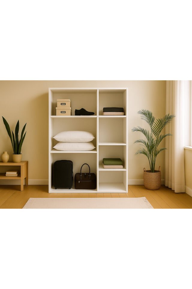 %100 Mdf 3 Kapaklı Yüklük Dolap | 180X135X50 cm | Beyaz – Modern Çok Amaçlı Gardrop