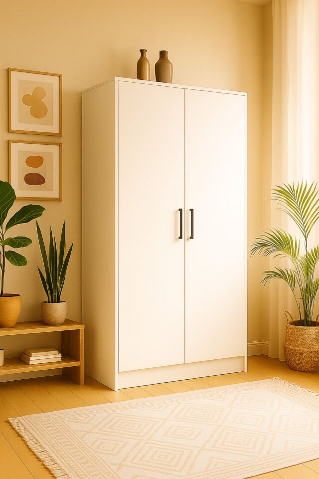 Mdf 2 Kapaklı Yüklük Dolap | 180×90×50 Cm | Beyaz – Çok Amaçlı Gardrop