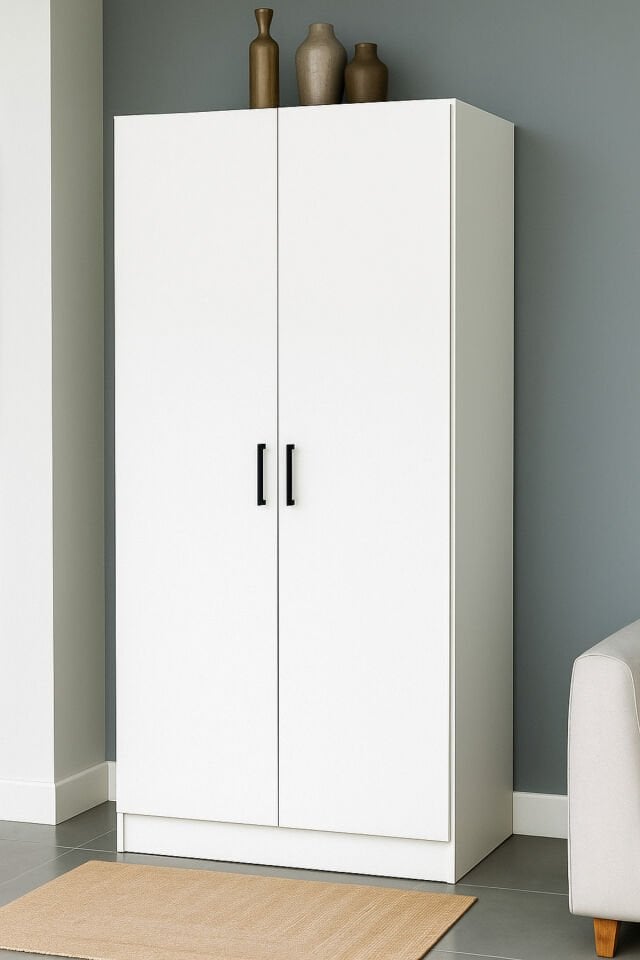 Mdf 2 Kapaklı Yüklük Dolap | 180×90×50 Cm | Beyaz – Çok Amaçlı Gardrop