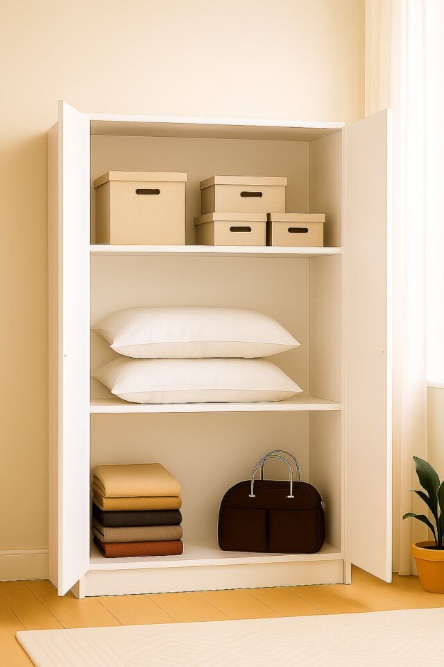 Mdf 2 Kapaklı Yüklük Dolap | 180×90×50 Cm | Beyaz – Çok Amaçlı Gardrop