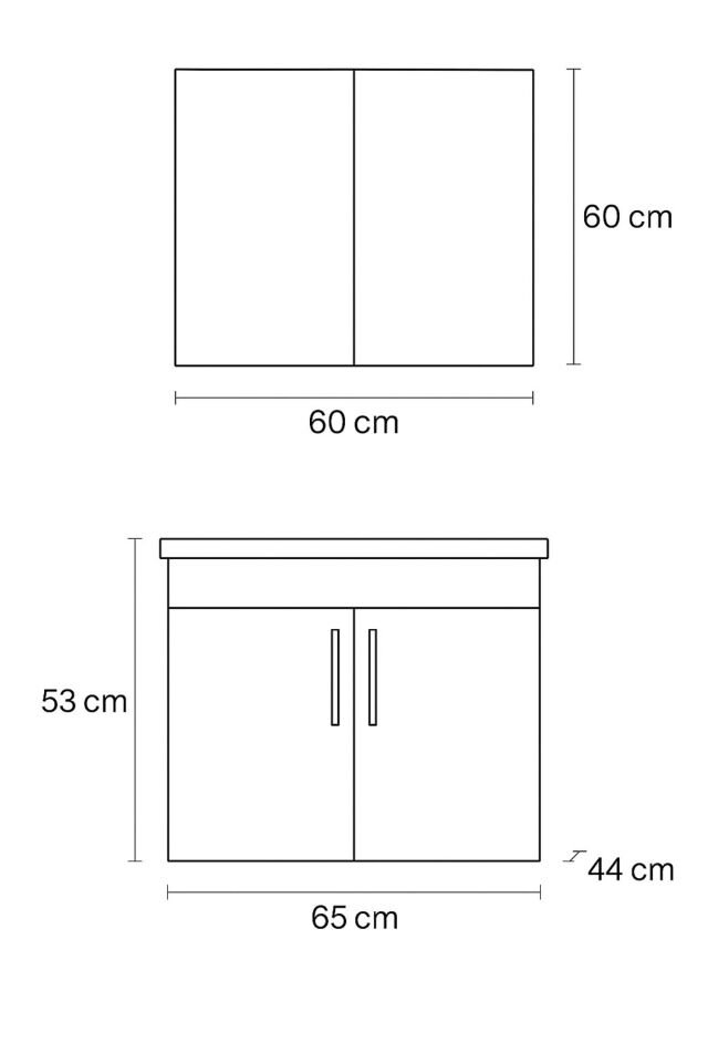 Liventa 65 Cm Ahşap Renkli, Seramik Lavabolu, Mdf Banyo Dolabı Takımı